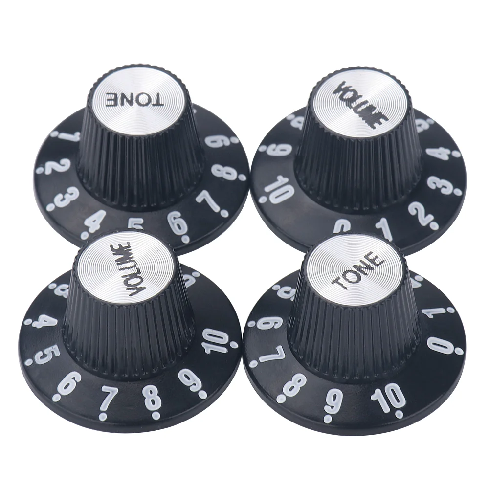 Silver Reflector High Hat Guitar Knobs for Volume and Tone Control