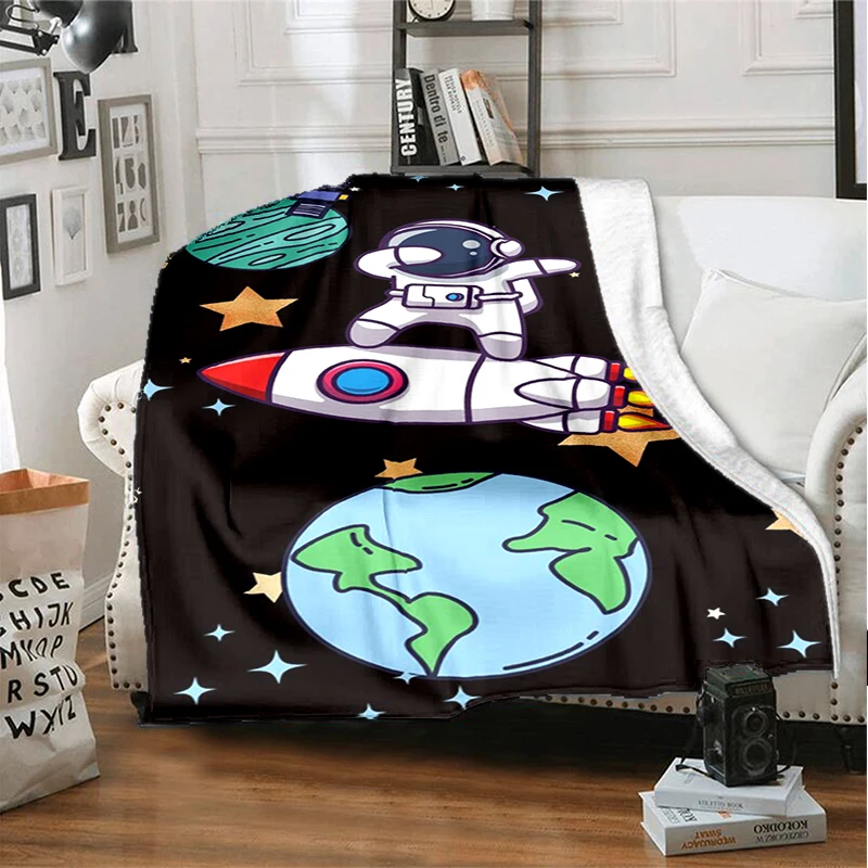 

Vast cosmonauts exploring the planet printed blanket, soft warm Flannel blanket, bed sofa travel picnic blanket, birthday gift