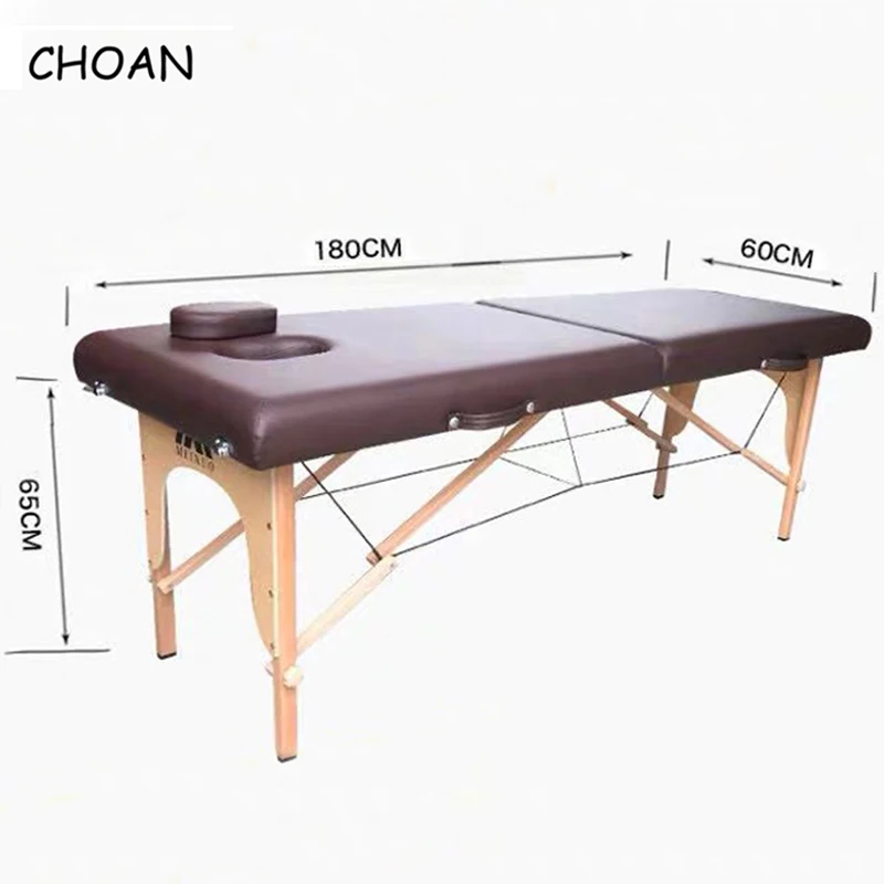 Foldable Portable Home Salon Furniture Beauty Spa Tattoo Beech Leather Massage Bed Table With Patio Facial Free Installation