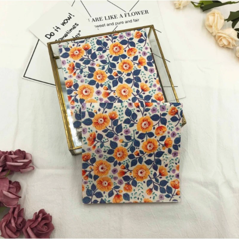Colorful Printed Napkins Orange Flower 2-Ply Facial Tissue Paper Wedding Wine Glass Decoration Table Setting Paper 20pcs/pa 33cm