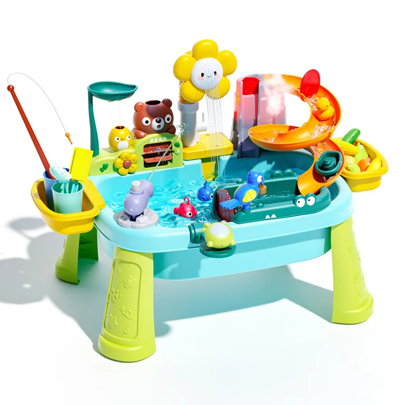 Children's kitchen toys electric fun water play water wash basin fishing dishwashing home role-playing baby early education toy kitchen toys pretend kitchen toys