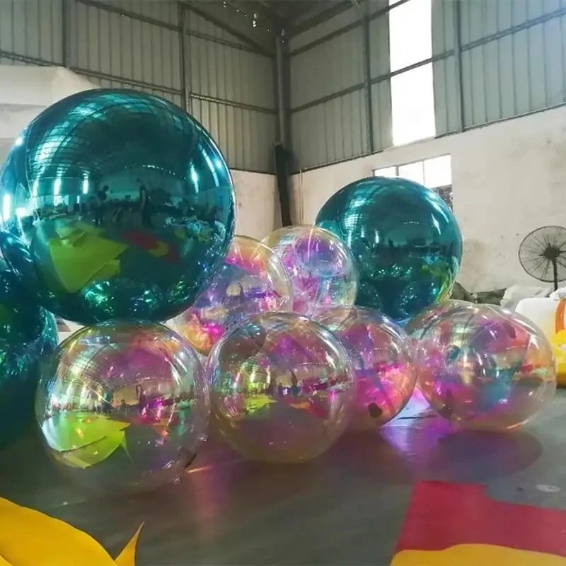Double layer Inflatable Mirror Ball PVC material Silver Mirror Ballon Giant Inflatable Reflective Balloon For Wedding Event