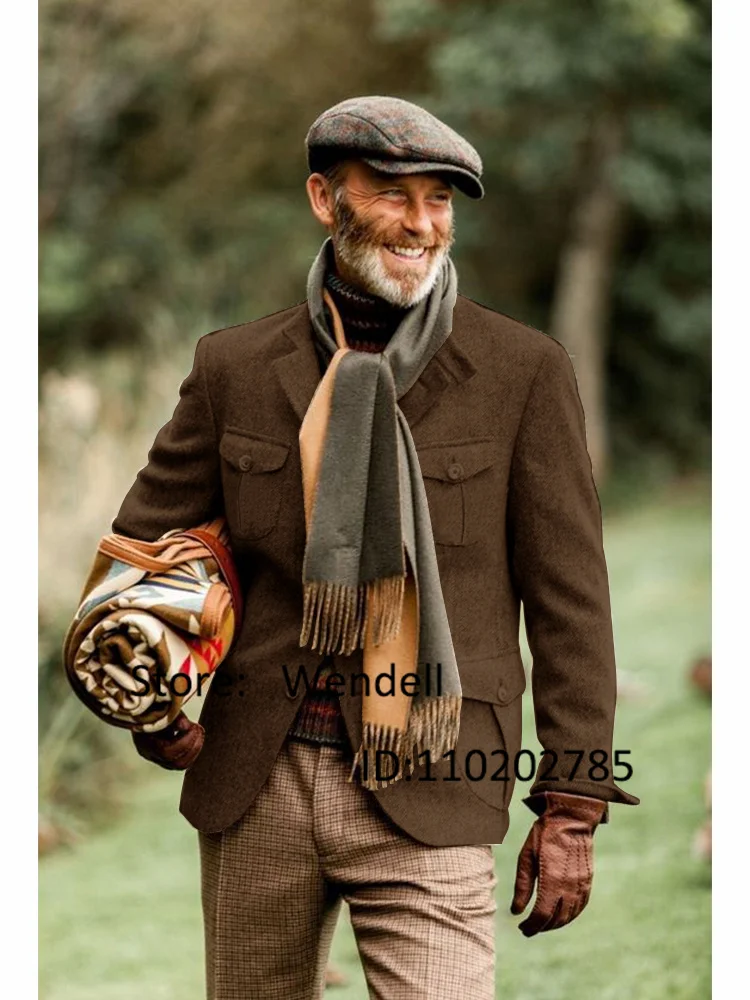 Men Suits Jackets Herringbone Men's Jacket Vintage Steampunk Outerwear Slim Fit Tailored Horse Windscreen Climbing Clothes Women Military