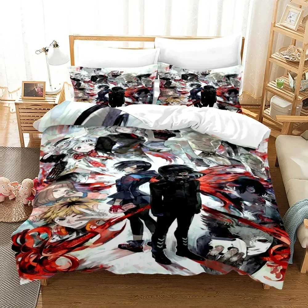 3D Printed Anime Tokyo Ghoul Bedding Set Duvet Cover Kaneki Ken Double Twin Full Queen King Adult Kids Bedclothes Quilt a Cover