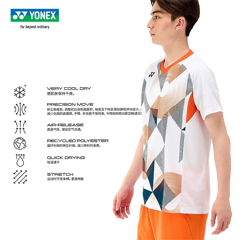 YONEX New Men's and Women's Badminton Wear Tops Short Sleeve Quick Dry Sweat-absorbent Breathable Training Suit T-shirts
