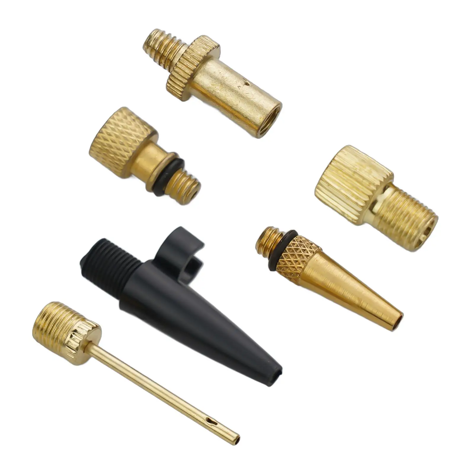 6pcs Bicycle Air Valve Adapter Inflatable Needle Nozzle Kits Bike Air Valve Adapter Pump Accessories For Football Bicycle