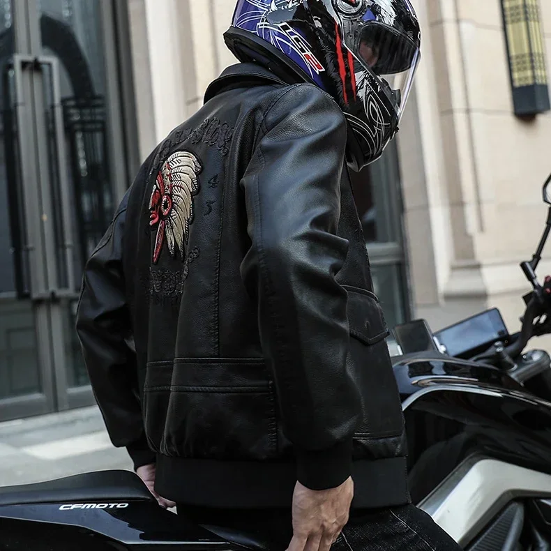 Acheter Veste En Cuir Rembourrée En Cachemire Pour Hommes, Vintage, Streetwear, Manteau épais, Vestes De Moto, Manteau D'hiver, Grande Taille