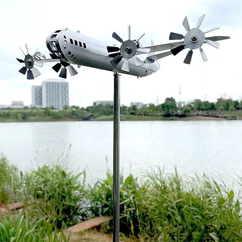 

Superfortress Model Wind Spinner Home Decor Plane Wind Chimes Metal Windmill Courtyard Art Craft Garden Decoration Outdoor