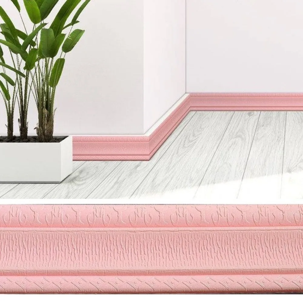 3D Wall Stickers 230cm Self-adhesive 3D Foam Wall Edge Strip Stickers Waterproof Skirting Border Decor Wall Sticker