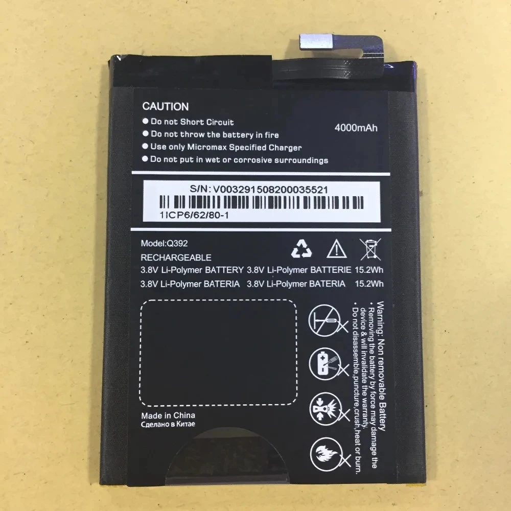

100% оригинал 4000 мАч мобильный телефон Q392 для Micromax Canvas Juice 3