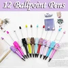 12Pcs Diamond Bead Pen DIY Beadable Ballpoint Pens Student Stationery Pens Writing Pen School Office Supplies 1