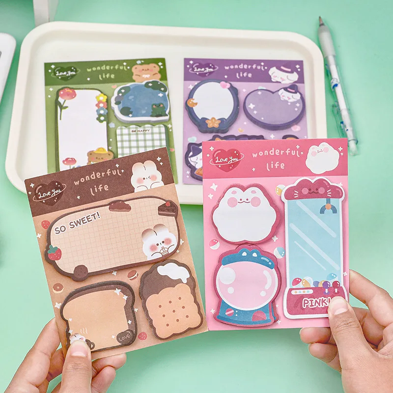 Sticky Notes Kawaii Cartoon Strawberry Rabbit Bear Sticky Notes Memo Pad Cute Message Office Stationery