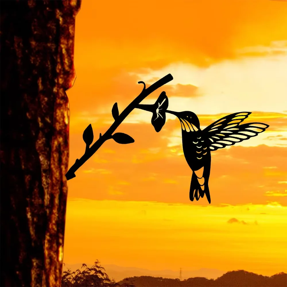 Garden Decoration Hummingbird Metal Silhouette Outdoor