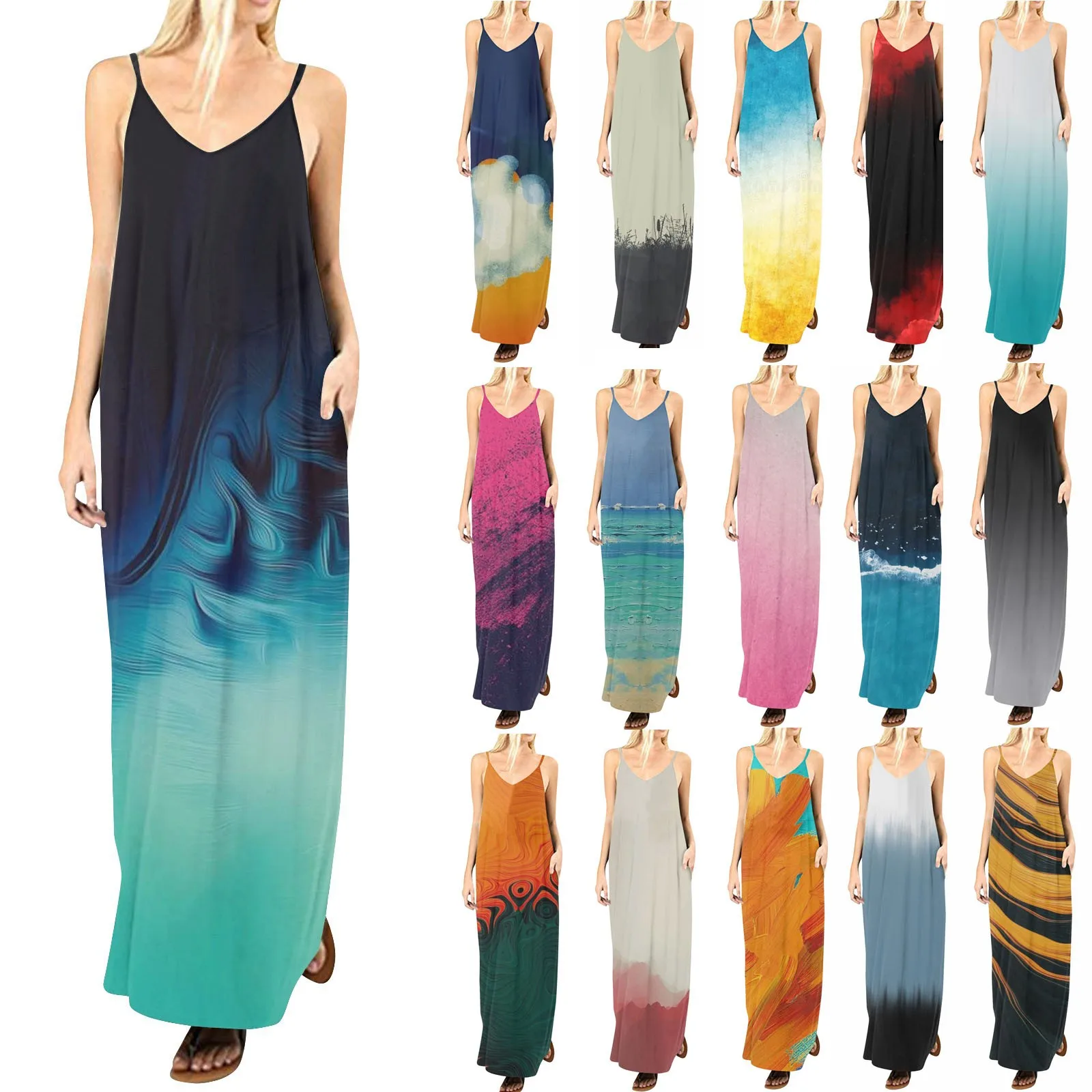 

Dresses For Women Casual Elegant Fashionable Gradient Color Round Neck Loose Summer Dress Women 2023 Ladies 2023 Summer Vestidos