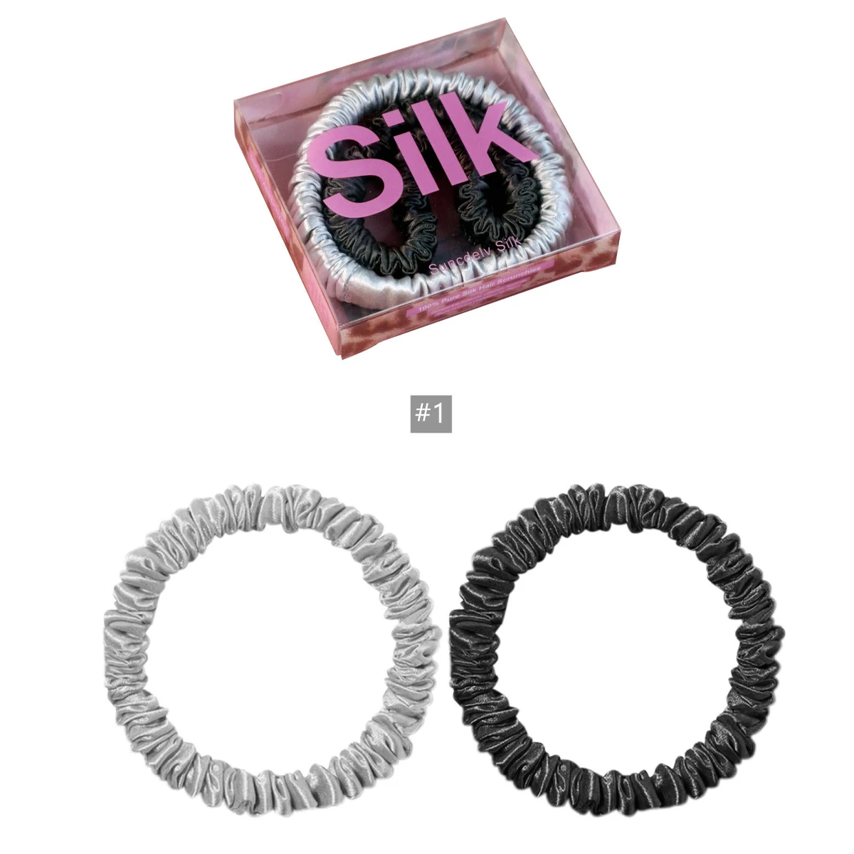 2 Stück Haargummis aus 100 % Seide, hochwertige Haargummis (22 Momme), Haarbänder für Damen und Mädchen, Haarschmuck, rosa Box – Detail 4