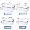Sealed Rectangular Refrigerator Storage Box with Lid Plastic Trasparent Crisper Food Containers Stackable Microw 6
