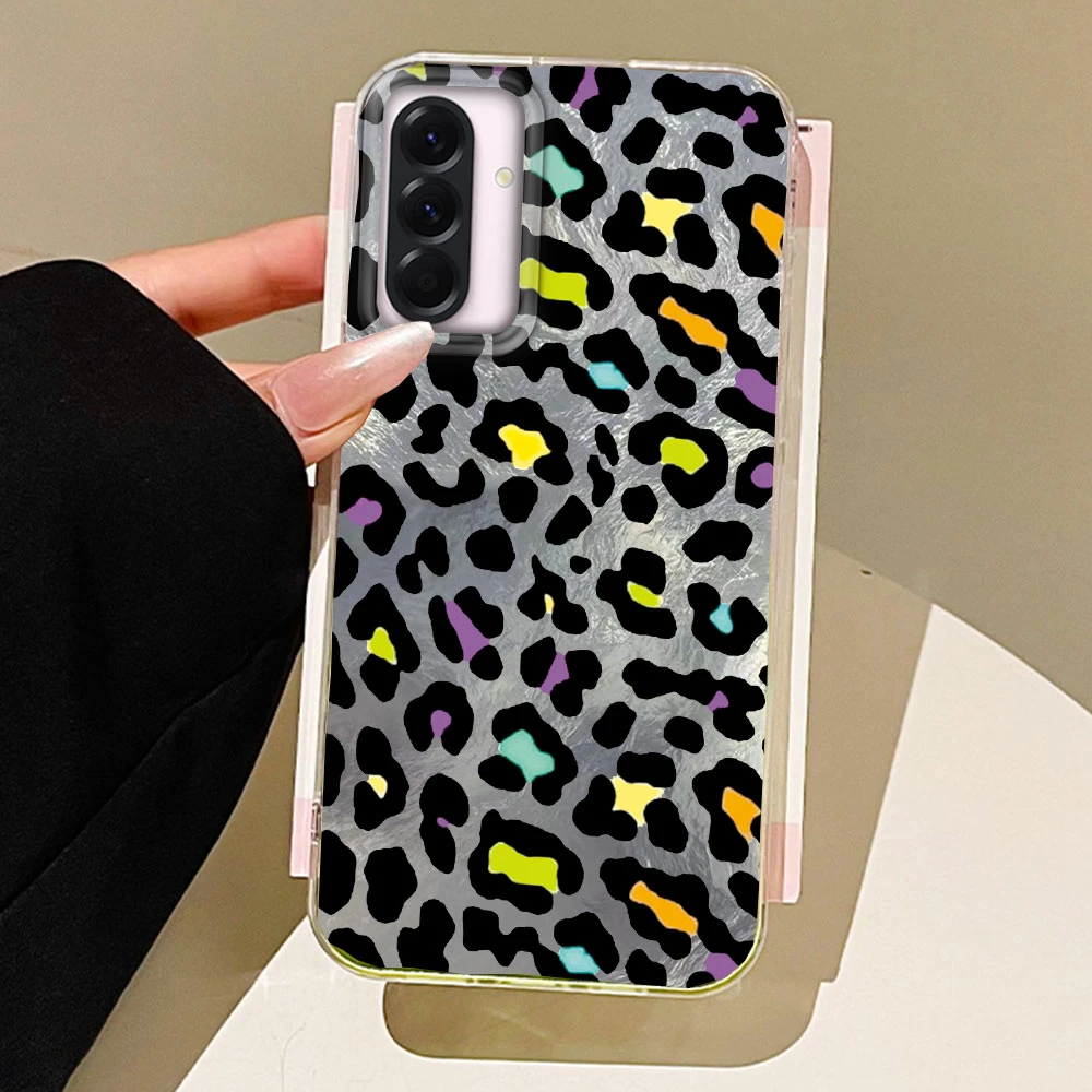 Retro Leopard Print Phone Case with Blue Background