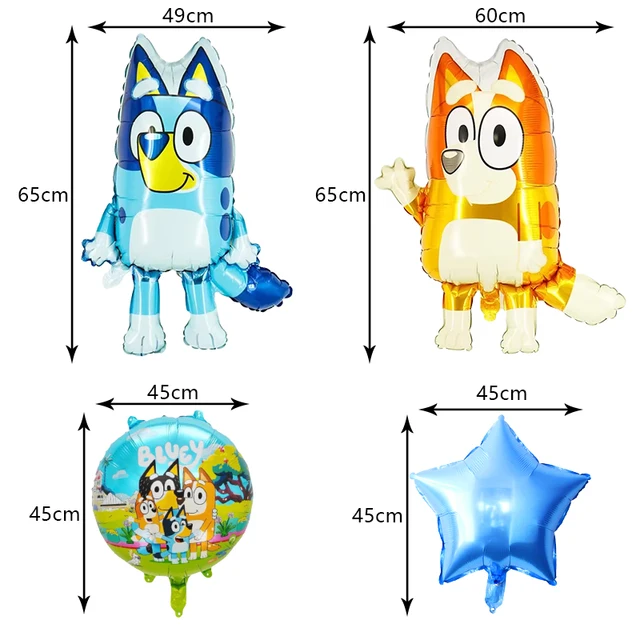 Nouveau Bluey décoration de fête d'anniversaire ballons en Latex Bingo ballon en Film d'aluminium vaisselle jetable fournitures d'événements pour enfants toile de fond 5