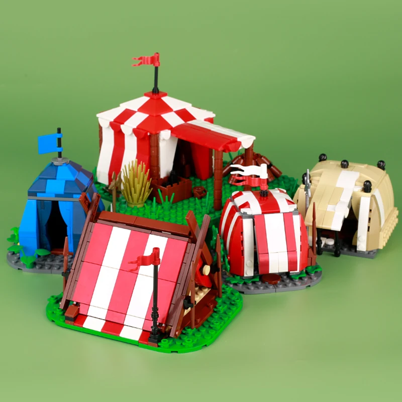 medieval military building blocks MOC Medieval Military Building Blocks Soldiers Figure Accessories Bonfire Tent Transport Carriage War Horse Weapon Bricks Toy