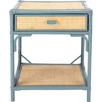 Safavieh Home Collection Roya Rattan 1-Drawer 1-Shelf Nightstand, Blue Grey/Natural 1