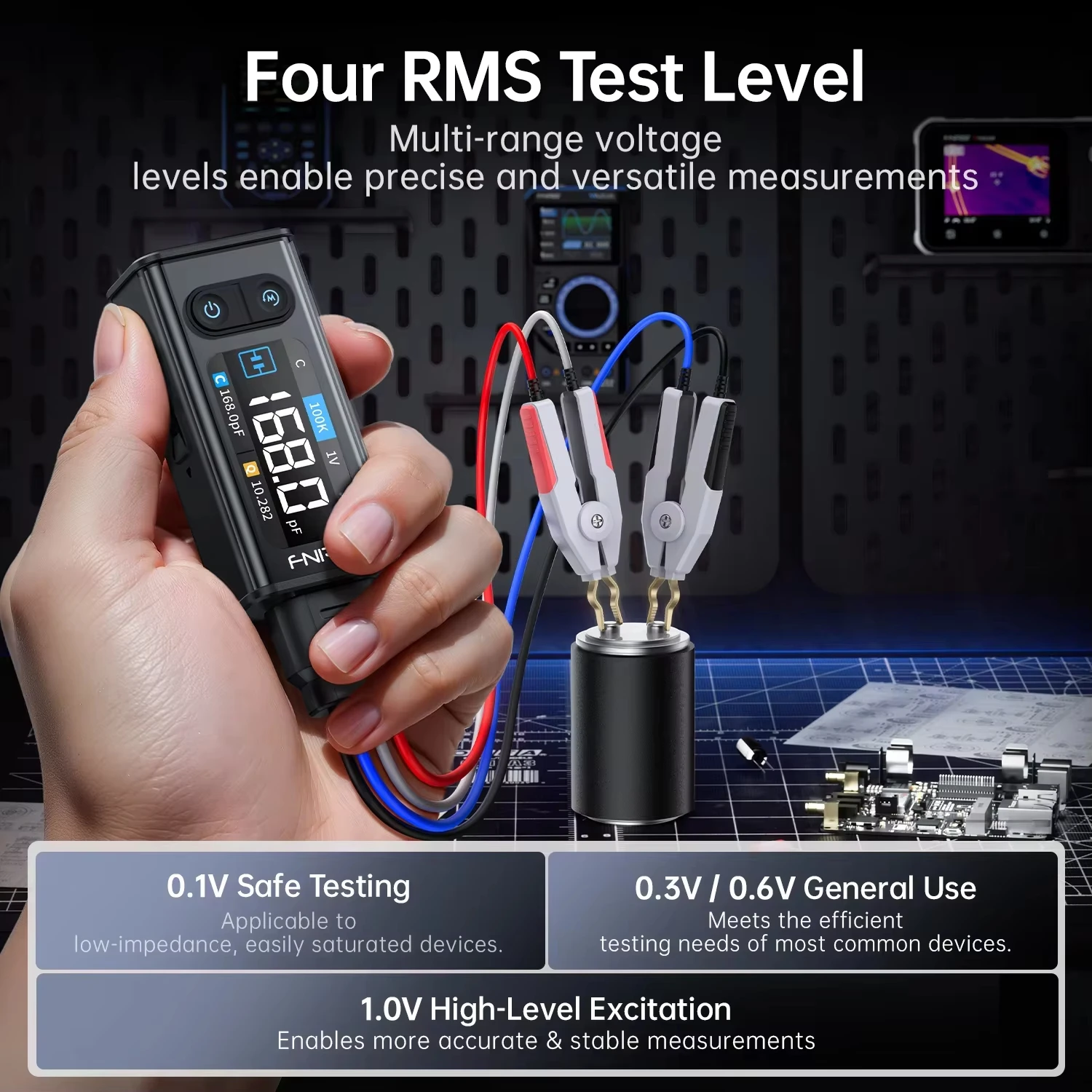 FNIRSI LCR-ST2 2-in-1 디지털 트위저 브리지 멀티미터 LCR ESR 미터 SMD 테스트 켈빈 클립 다기능 테스터 도구