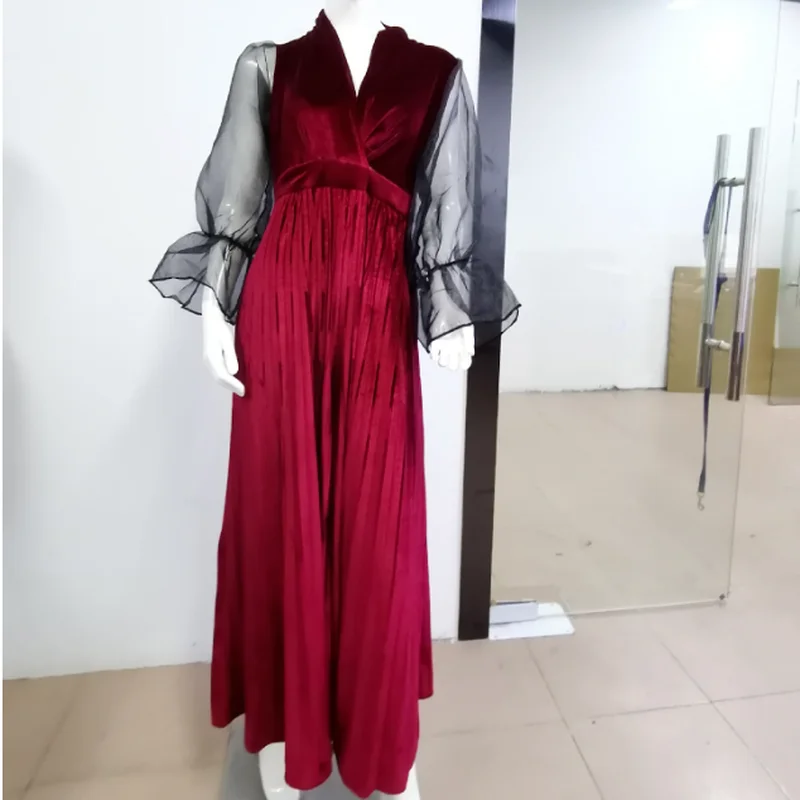 Wide Leg Sexy Jumpsuit Printing Ladies Off-shoulder Mesh Long-sleeved Casual Party Elegant Office Ladies Dovetail Long Jumpsuit
