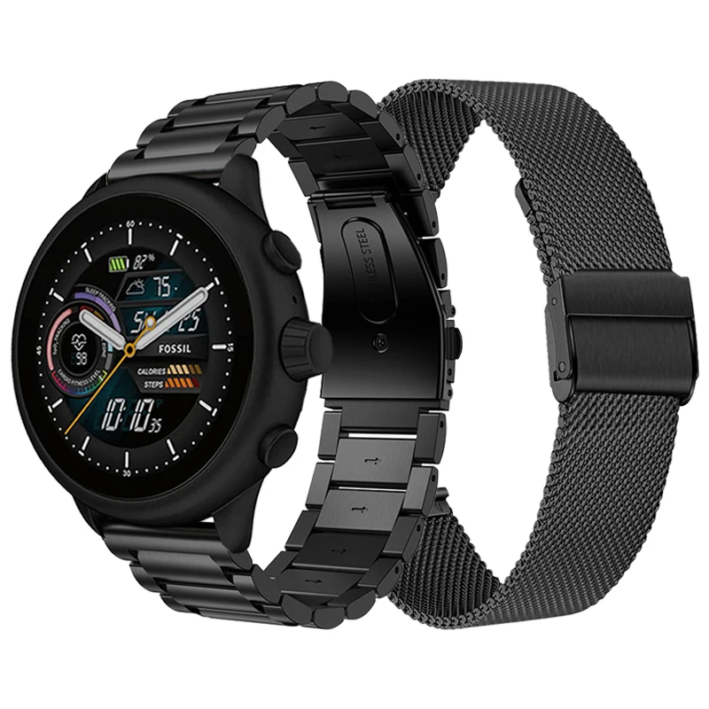 

20mm Metal Stainless Steel Strap Milanese Mesh Band For Fossil Gen 6 Wellness Edition Smartwatch Replacement Watchband Bracelet