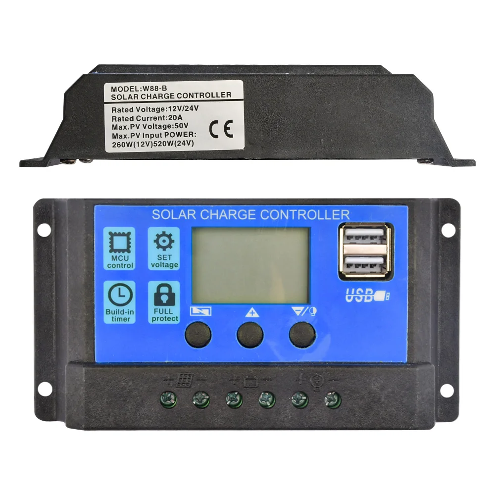 30A 20A 10A 12V/24V Lcd Pwm Tensione Regolatore Solare Batteria Pannello Cella Fotovoltaica Caricabatterie Lampada Regolatore Dual Mos 100W 200W 300W 