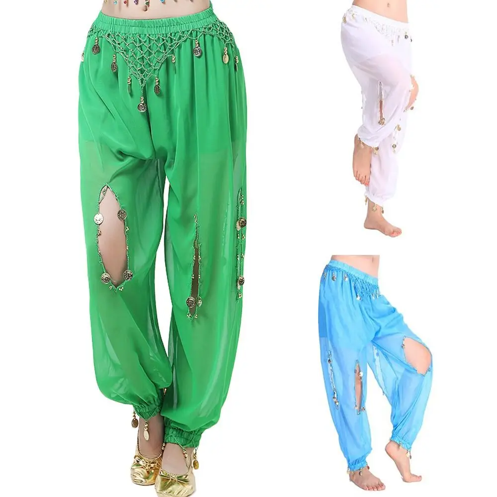 

Women Sequins Shining Tassels Show Costumes Belly Dancing Pants Bloomers Dancing Trousers