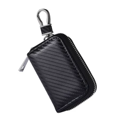 RFID Shielded Anti - Theft Car Key Signal Blocker with PU Leather Faraday Pouch (Black)