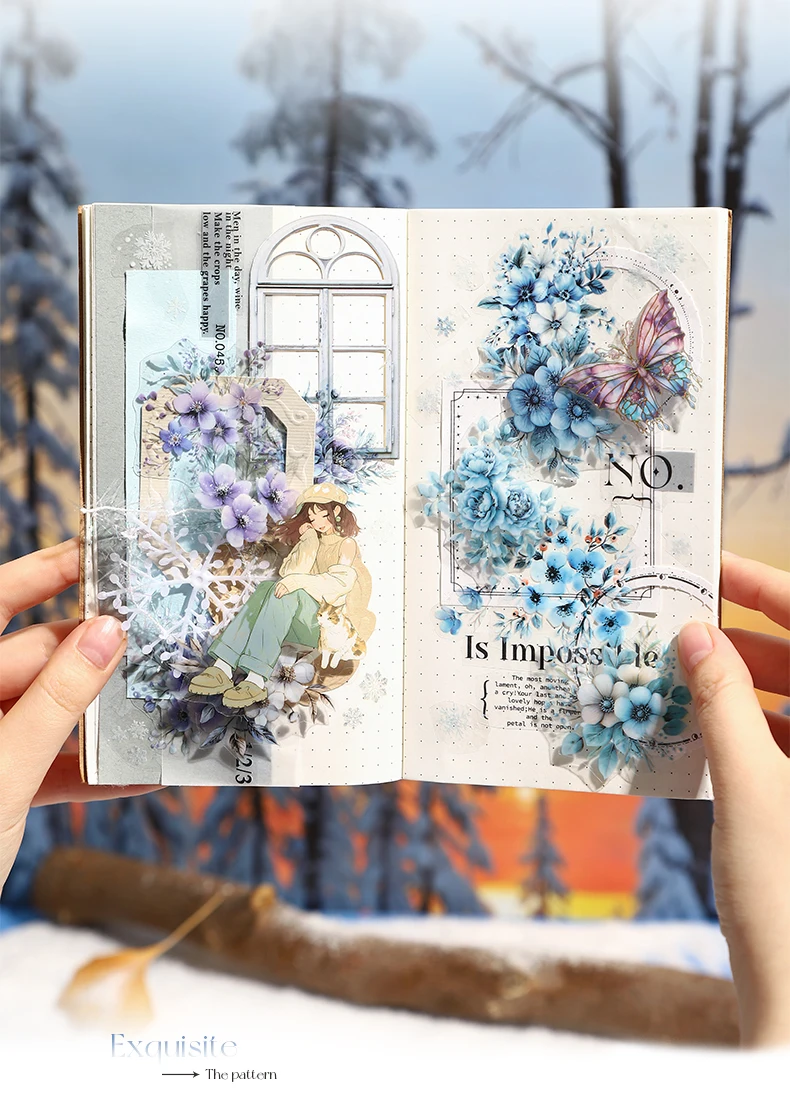 JIANQI 50mm * 2m PET Winter Pflanze Blumen Klebeband Aufkleber Dekorative Collage Kleber Diy Scrapbooking handgemachte Masking Tape – Detail 11