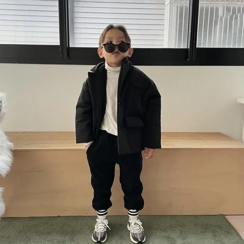 Fashion Baby Boy Girl Cotton Padded Suit Jacket Winter Child Waist Belt Coat Warm Outwear Turn Down Collar Baby Clothes 2-10Y
