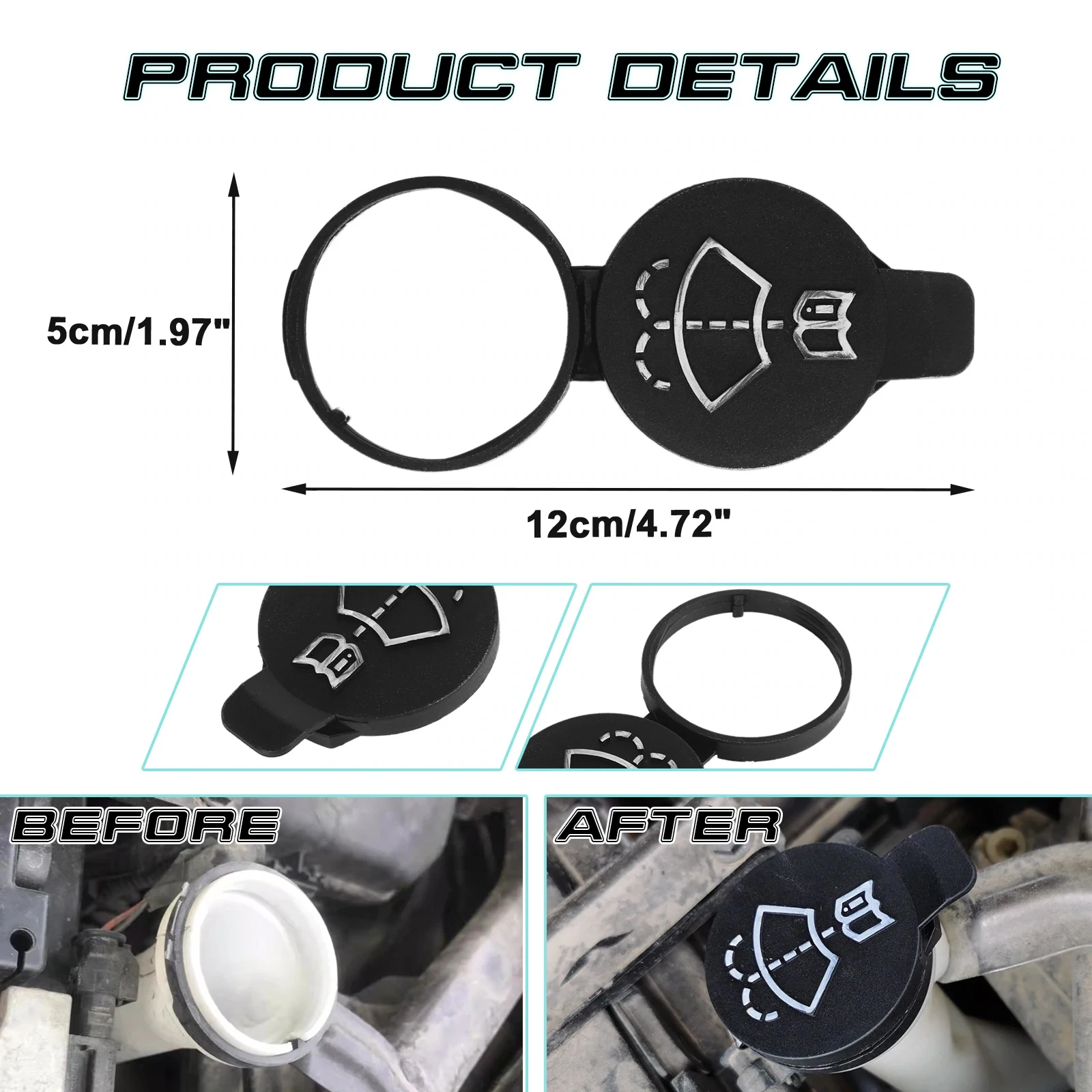 1pc Black Windshield Wiper Washer Fluid Reservoir Container Tank Cap Cover 13227300 For Chevrolet Cruze Buick GMC Cadillac car washer bottle cap