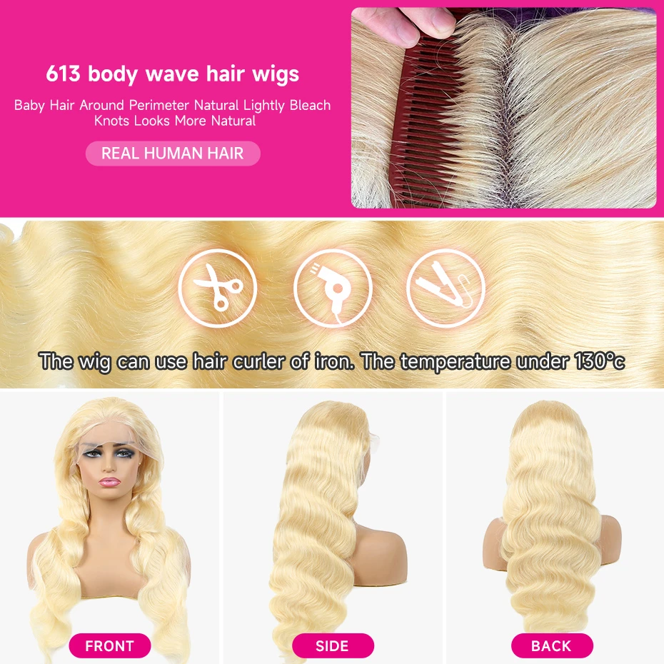 13x6 Hd Lace Frontal Wig 250 300 High Density 613 Honey Blonde 13x4 Lace Front Human Hair Wigs For Women Body Wave Brazilian Wig 4