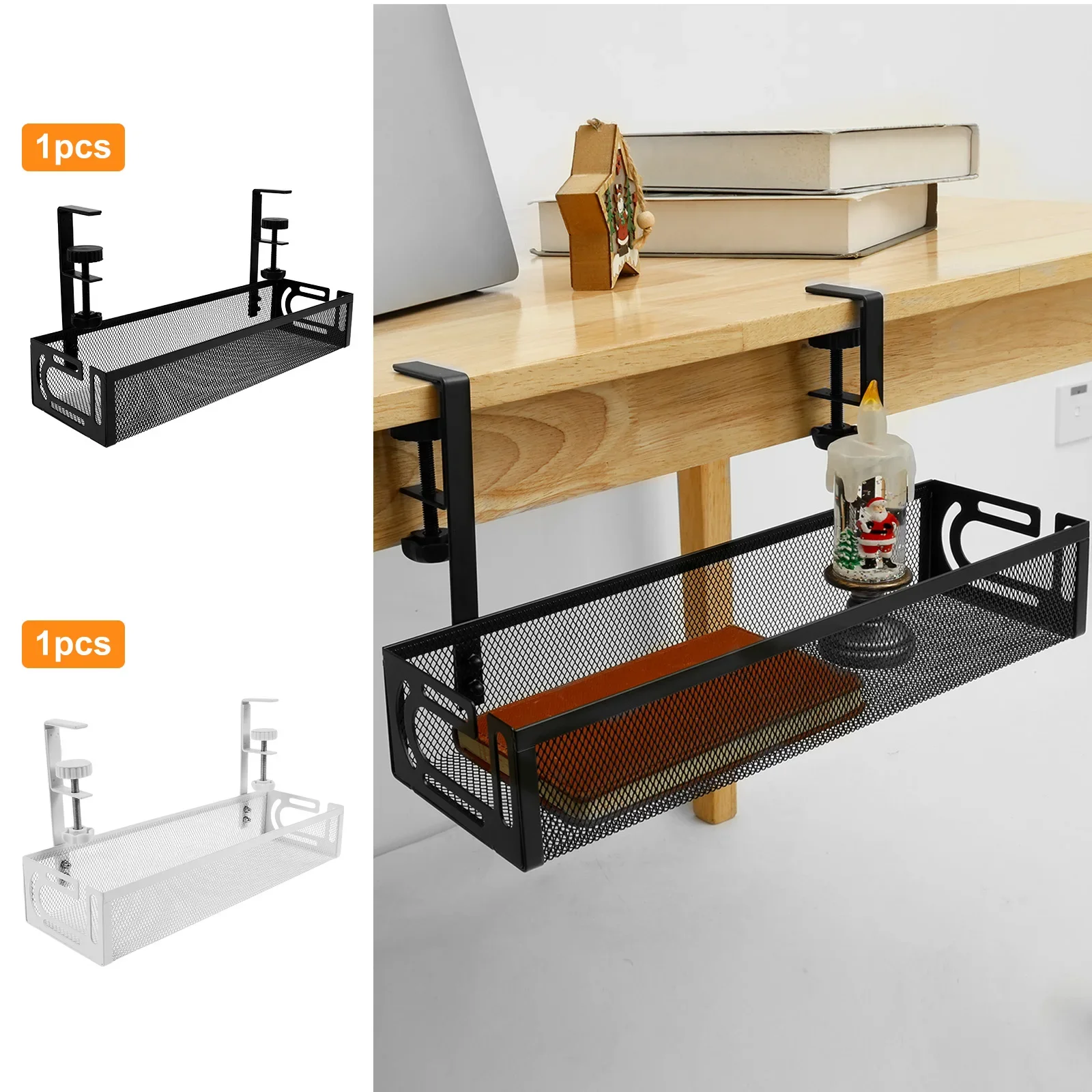 Under Table Storage Rack No Drilling Extendable Metal Cable Management ...