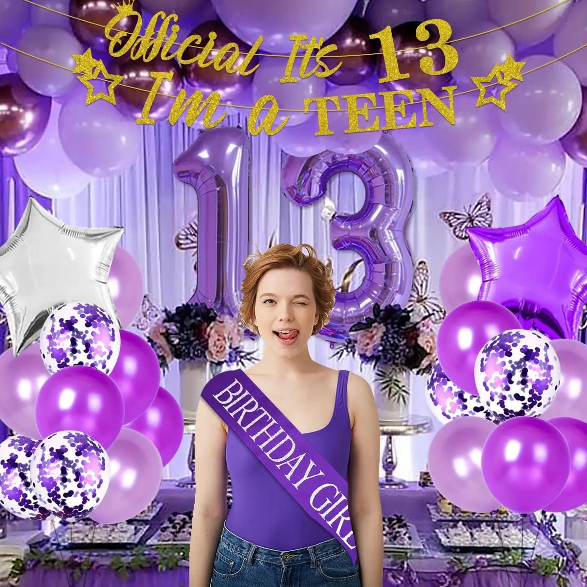 Happy 1st Birthday Banner In Lila – 1,5 X 1,8 M, Aus Polyester, Für Mädchen-Geburtstagsfeier