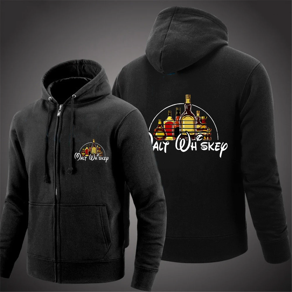

2023 New Men's Spring and Autumn Malt Whiskey Printing Cardigan Casual Sweatshirts Fashion Solid Hoodies Zipper Jackets Coat