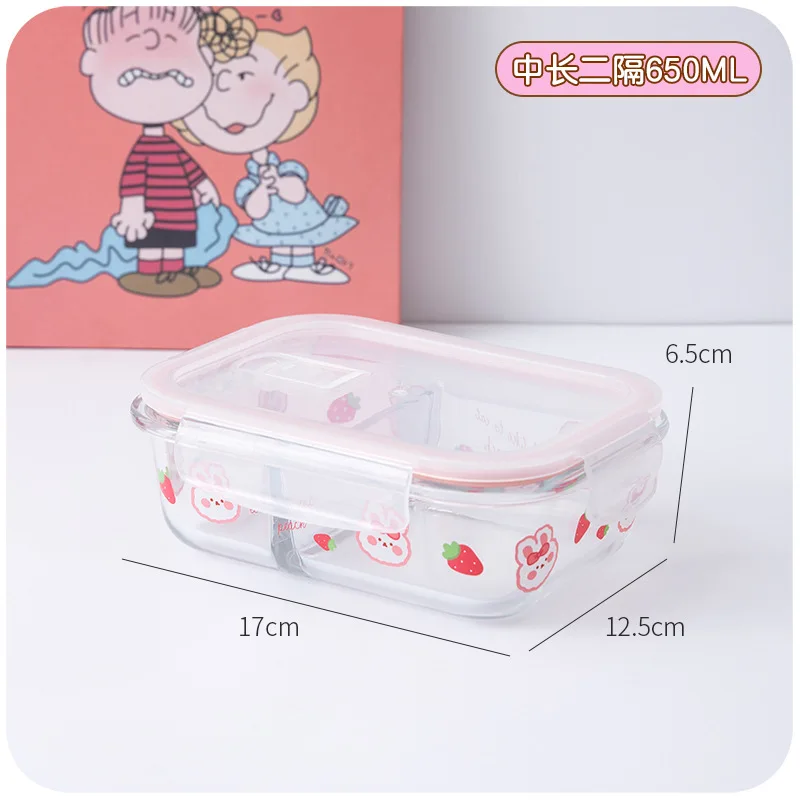 Glass Lunch Box Girl Heart Preservation Bowl Bento Box With Lid Bowl  Microwave Oven Heating Tropical Rice Preservation Box - AliExpress