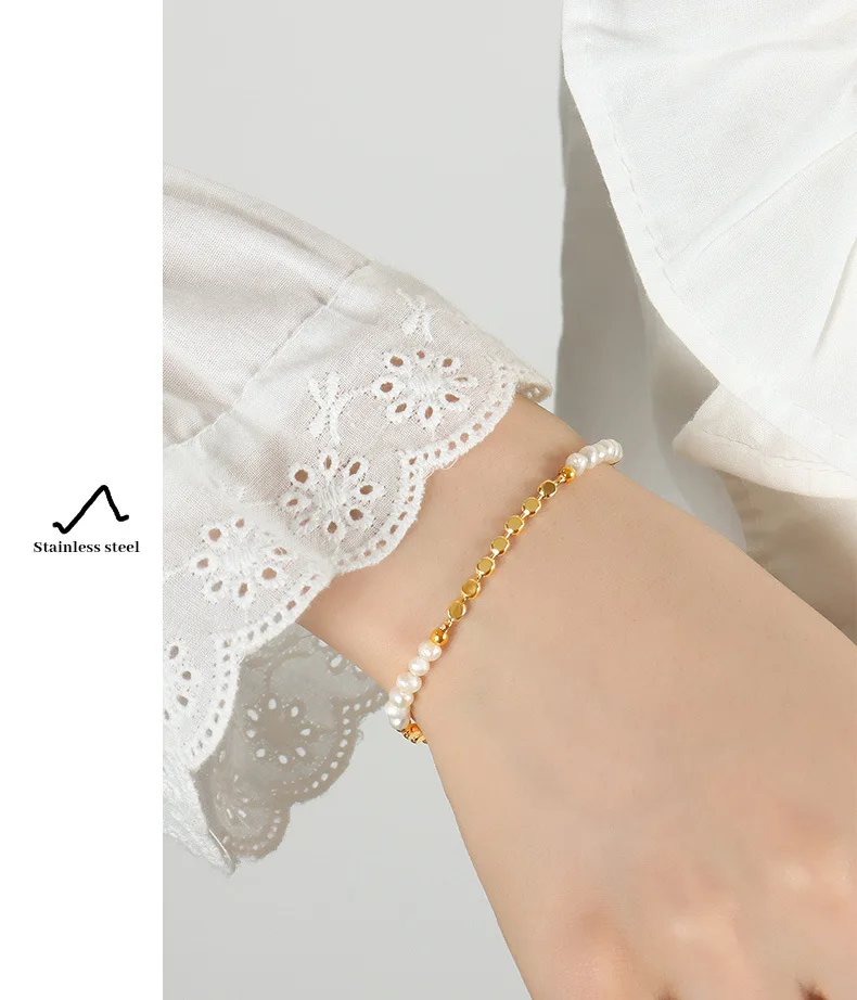 Verstellbares Wickelarmband, Jahrestag, Hochzeit, weiße natürliche Süßwasserperlen-Armbänder für Frauen, Manschettenarmreifen – Detail 7