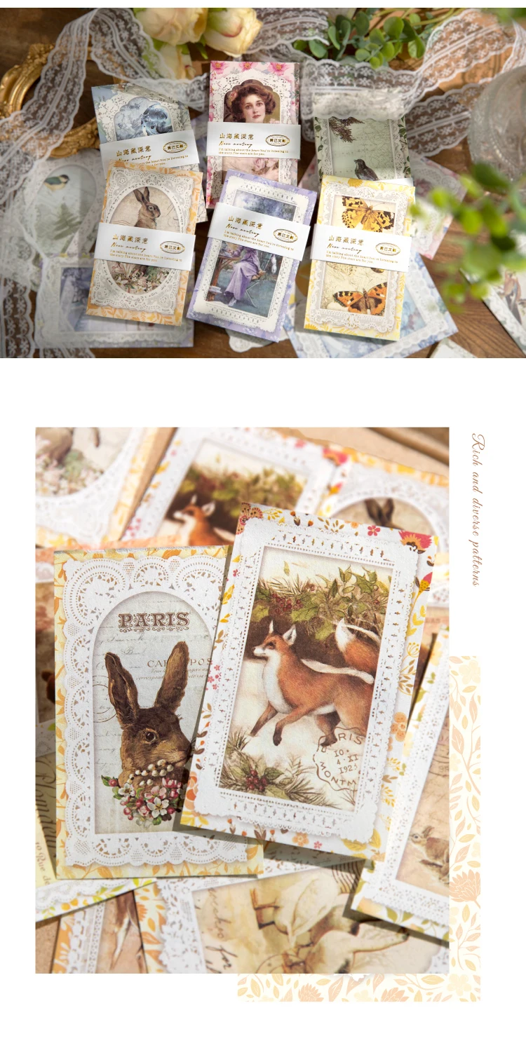 Yoofun 50 teile/paket Vintage Ästhetische Damen Schmetterlinge Blume Scrapbooking Decor Material Papiere Journal Geschenke DIY Schreibwaren – Detail 4