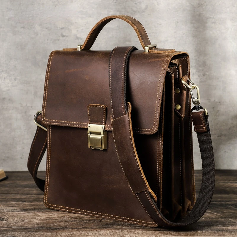 

Jonlily Men's Genuine Leather Shoulder Bags High Capacity Commuter Bag Messenger Crossbody Bag Casual Daybag Purse -KG766