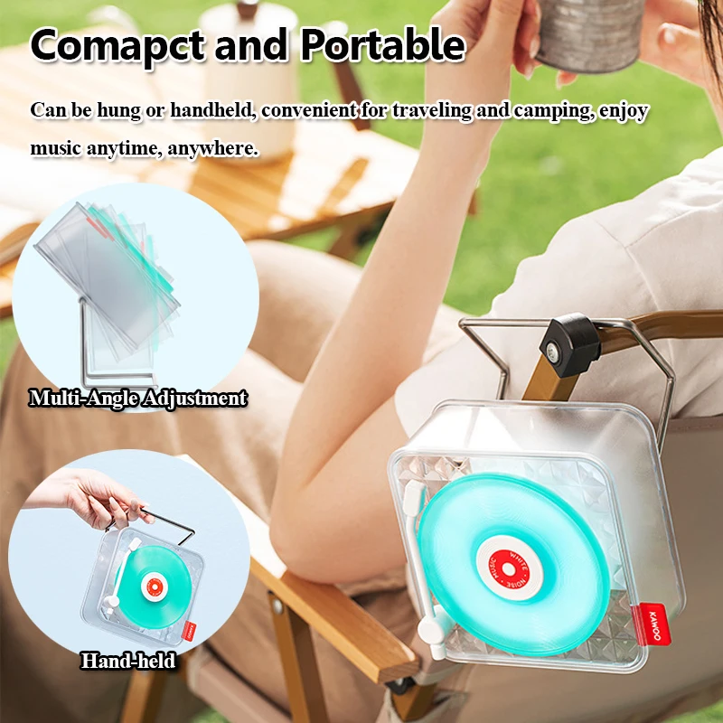 Retro Vinyl Record Player Design Bluetooth Speaker Wireless White Noise Music Box Soundbar RGB Atmosphere Light Music Player