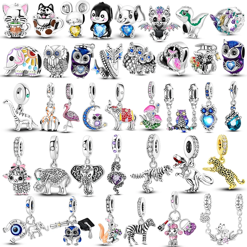 925 Sterling Silver Animal Giraffe Rabbit Charms Owl Snake Elephant Flamingo Monkey Pendant For Original Bracelet Jewelry charm jewelry sterling silver jewelry beads charms animal charm jewelry sterling silver beads silver charm bead charm bead beads jewelry sterling silver beads charm loose gemstone jewelry