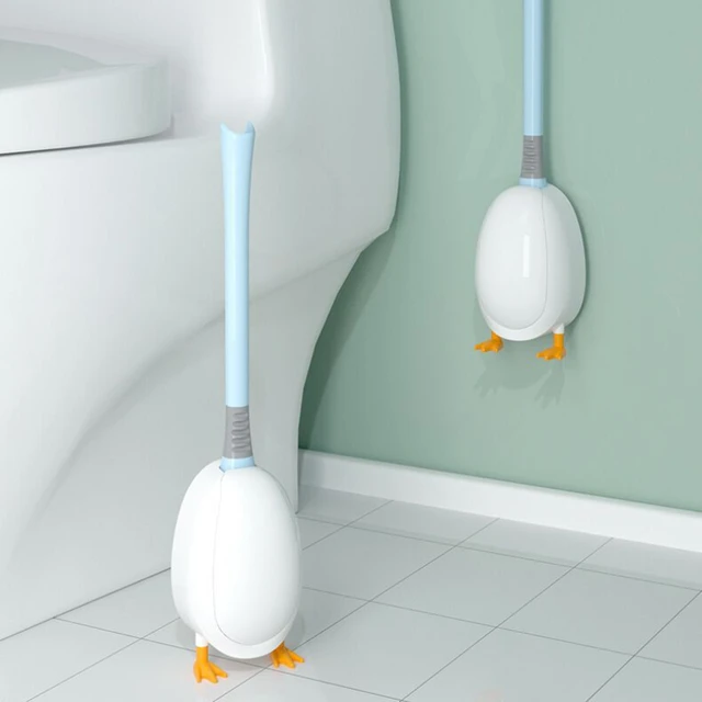 Új Szilikon Wc-Kefe Szett Aranyos Búvár Kacsa Falra Szerelt Padlón Állva, Hosszú Kezelt Fürdőszoba Mélytisztító Tpr Kiegészítők - Image 4