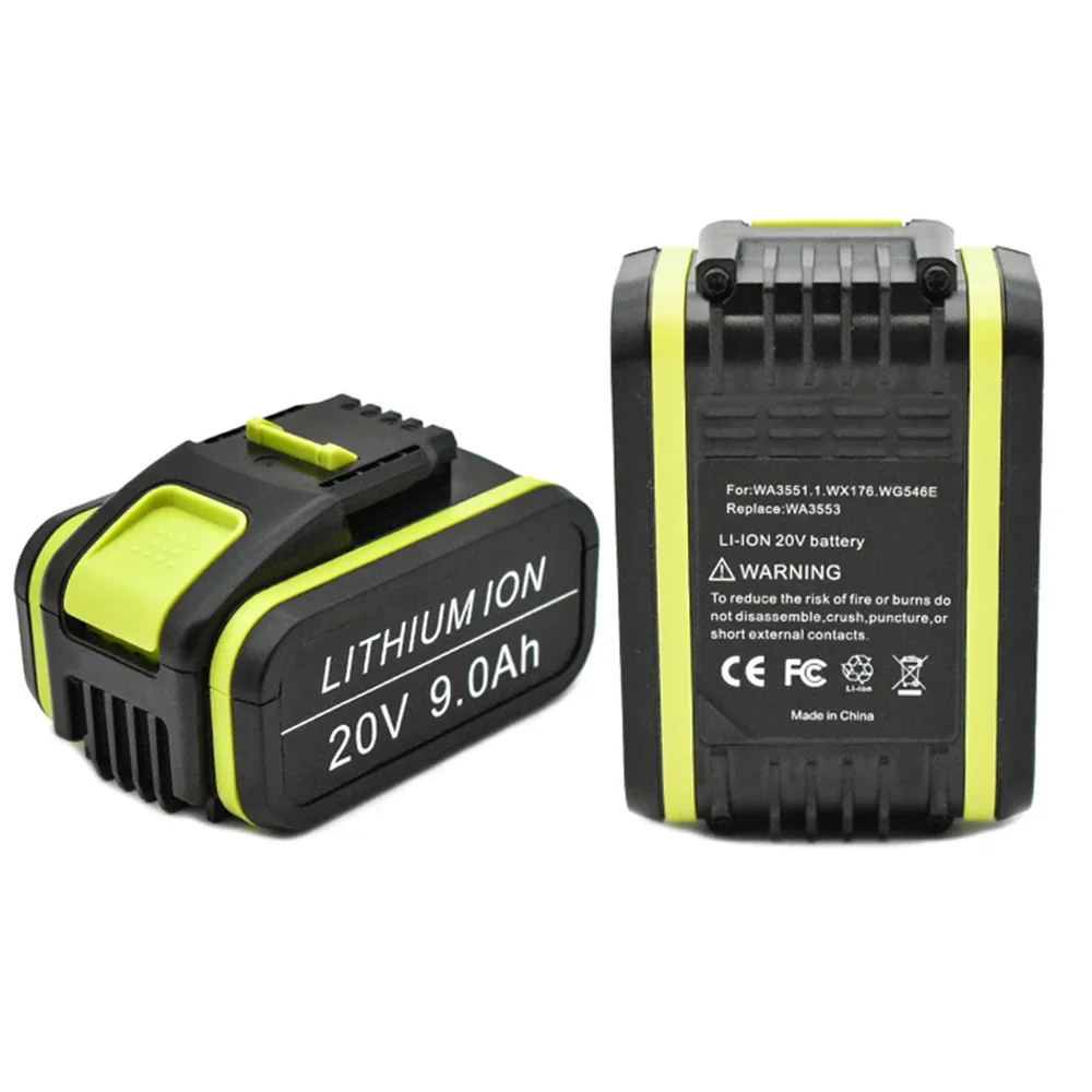 High Capacity 20V 9000mAh Li-Ion Replacement Battery For Worx Tools With