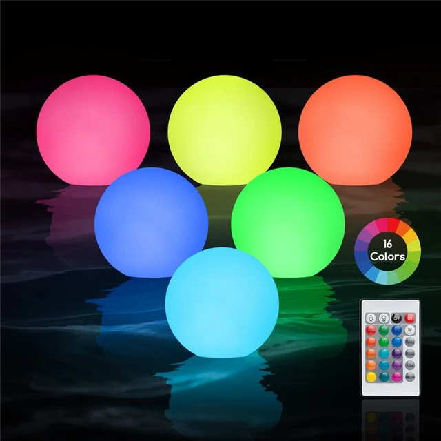 Lampes de piscine flottantes télécommandées, 16 couleurs, boule lumineuse  LED de natation extérieure, lampe de pelouse étanche, jouet de piscine,  sécuritaires, fête, décoration de jardin, 1 pièce, 6 pièces - AliExpress