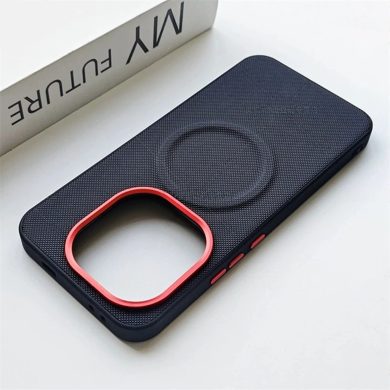 Premium Magnetic Leather Case with Metal Lens Frame & Shockproof Bumper
