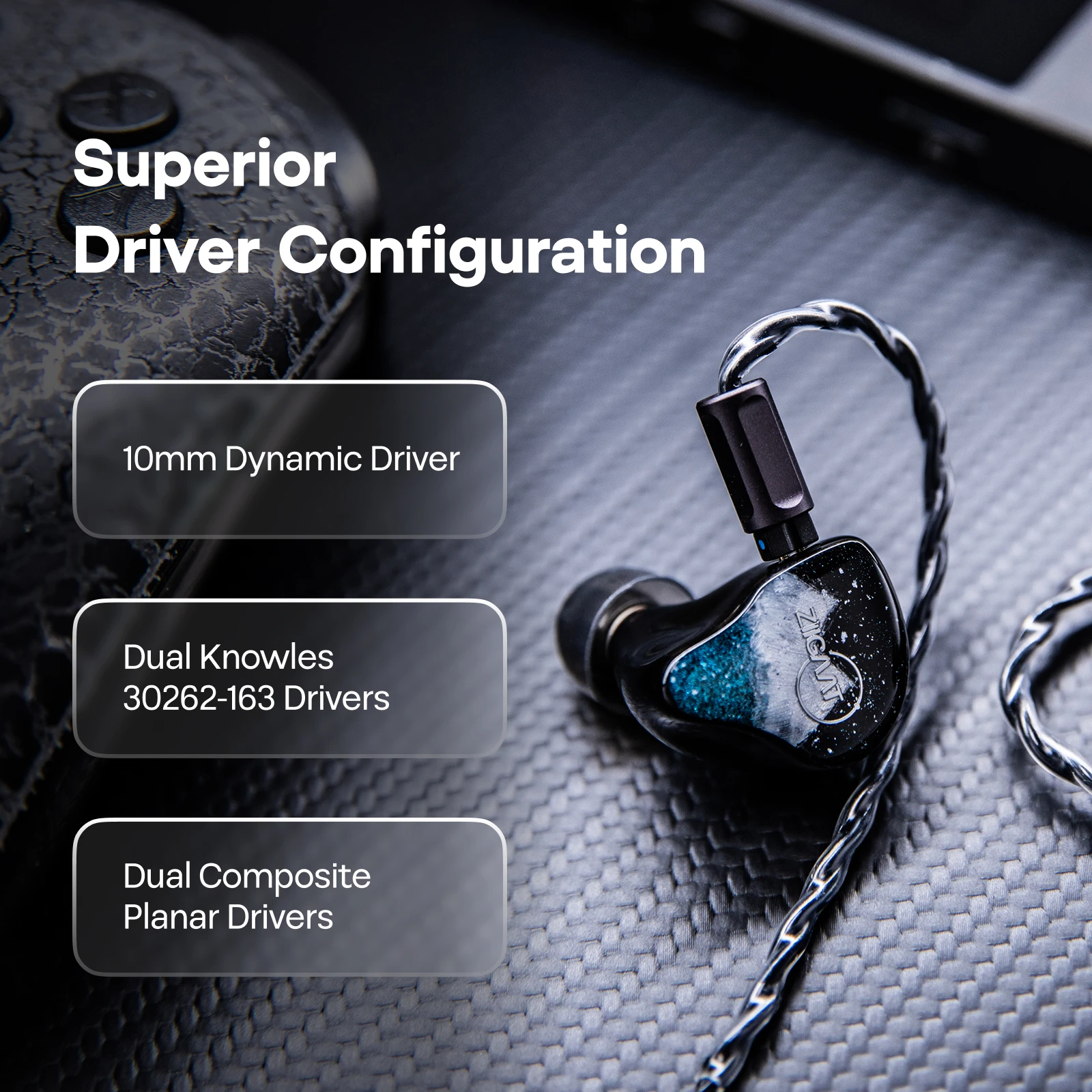 Linsoul ZiiGaat Horizon 1DD + 2BA + 2 Planar Tribrid IEM Earphones