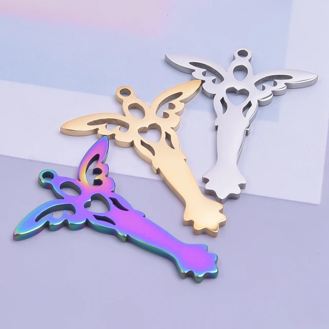 3pcs Girl/Women Wings Bulk Charms For Jewelry Making Supplies Goddess  Pendant Necklace Earrings Charm Heart