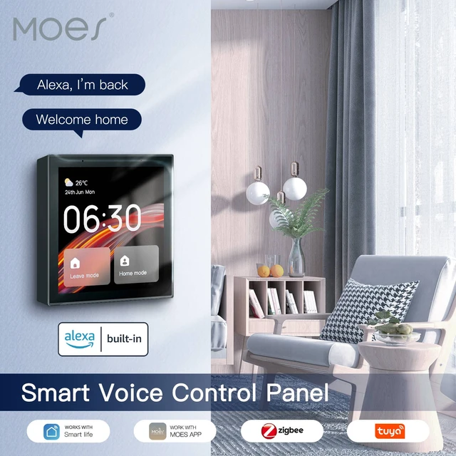 MOES-Panneau de commande central tactile WiFi, écran Tuya, commande vocale  Alexa intégrée, passerelle Zigequation pour scènes intelligentes, 4 amarans  - AliExpress